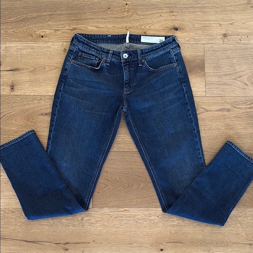 Rag & Bone EUC Dre Low-Rise Slim Boyfriend dark blue jeans size 25